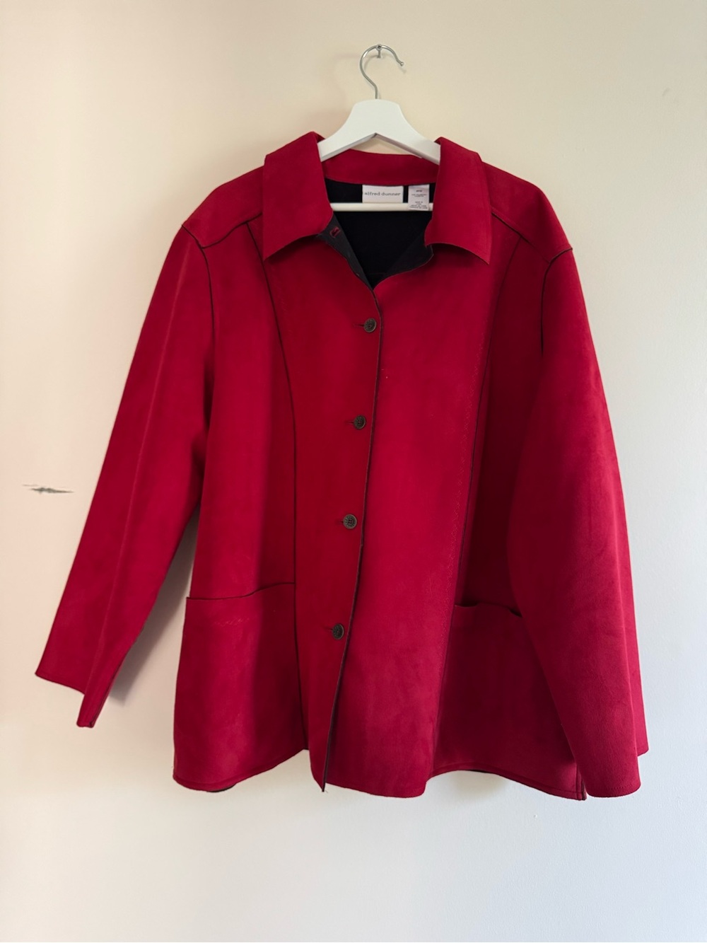 Alfred Dunner Bold Red Button-Front Trench Coat